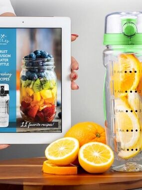 Zulay Kitchen 34oz Fruit Infuser Water Bottle - Black white